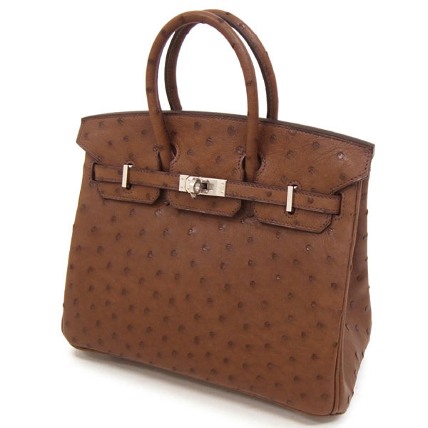 エルメス バーキン 25 cm ハンドバッグ エトリュスク×シルバー金具 オーストリッチ P刻印 エルメス Birkin バッグ