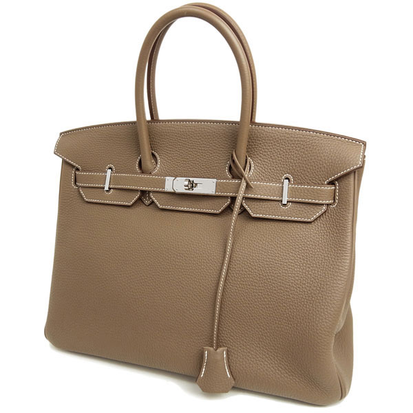 エルメス バーキン 35 cm ハンドバッグ エトゥープ×シルバー金具 トゴ P刻印 エルメス Birkin バッグ