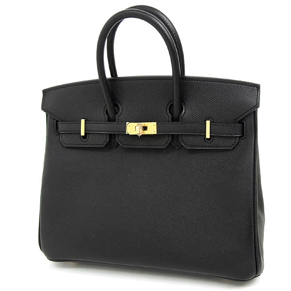 エルメス バーキン 25 cm ハンドバッグ ブラック×ゴールド金具 ヴォーエプソン Q刻印 エルメス Birkin バッグ 黒QK21-GZ
