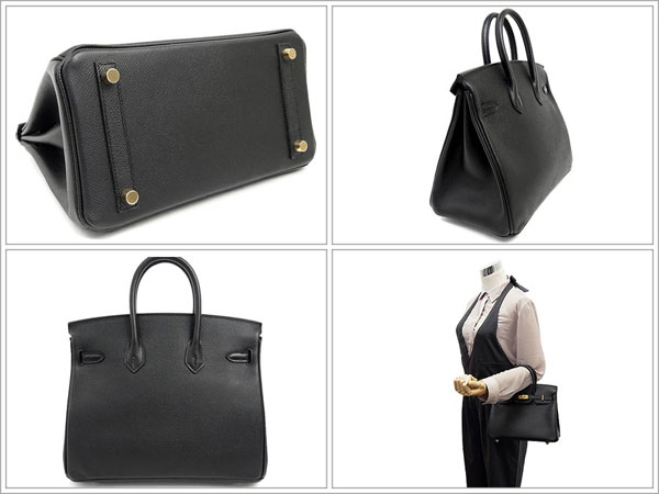 エルメス バーキン 25 cm ハンドバッグ ブラック×ゴールド金具 ヴォーエプソン Q刻印 エルメス Birkin バッグ 黒QK21-GZ