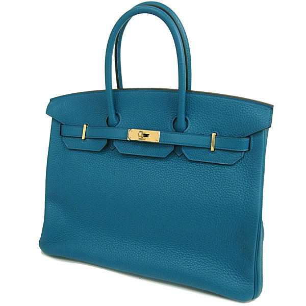 エルメス バーキン 35 cm ハンドバッグ ブルーイズミール×ゴールド金具 トリヨンクレマンス Q刻印 エルメス Birkin バッグQL01-O