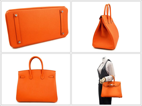 エルメス バーキン 35 cm ハンドバッグ オレンジ×シルバー金具 ヴォーエプソン P刻印 エルメス Birkin バッグQJ21