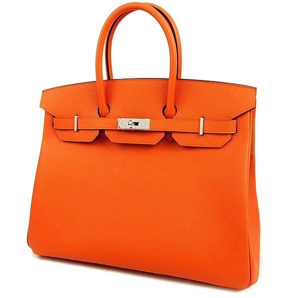 エルメス バーキン 35 cm ハンドバッグ オレンジ×シルバー金具 ヴォーエプソン P刻印 エルメス Birkin バッグQJ21