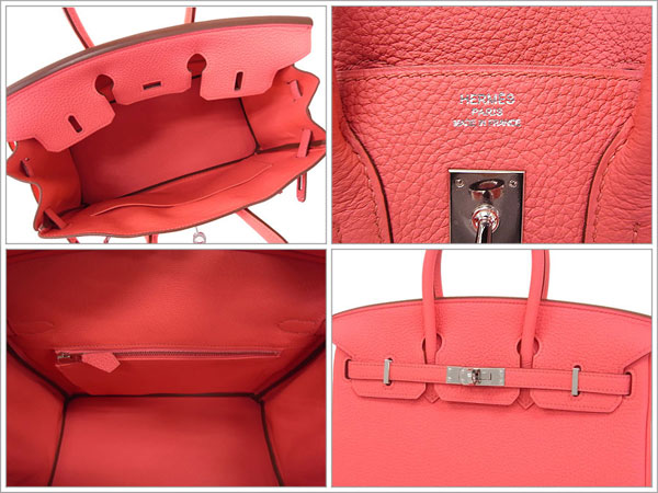 エルメス バーキン 25 cm ハンドバッグ ローズリップスティック×シルバー金具 トゴ Q刻印 エルメス Birkin バッグQL03-A