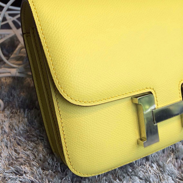 エルメスコンスタンス スーパーコピー ショルダーバッグ ミニ コンスタンス3 Yellow×シルバー金具 ヴォースイフト Q刻印 エルメス バッグ her-0356