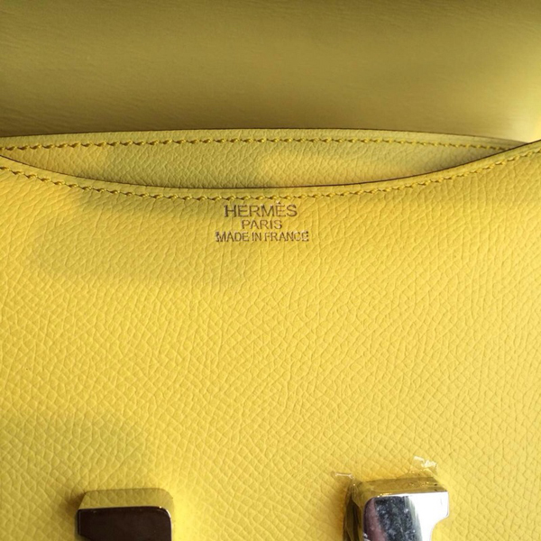 エルメスコンスタンス スーパーコピー ショルダーバッグ ミニ コンスタンス3 Yellow×シルバー金具 ヴォースイフト Q刻印 エルメス バッグ her-0356