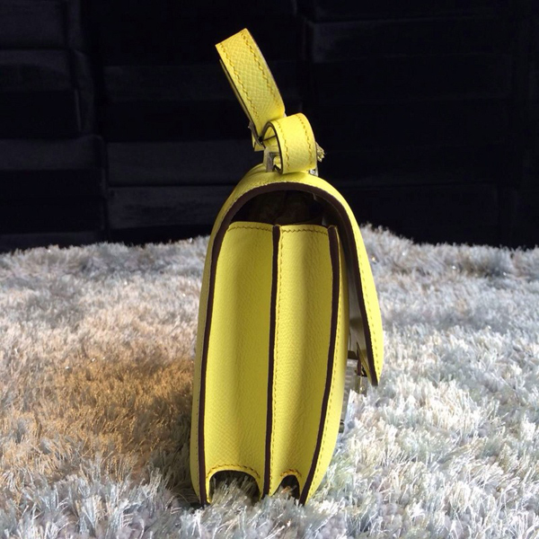 エルメスコンスタンス スーパーコピー ショルダーバッグ ミニ コンスタンス3 Yellow×シルバー金具 ヴォースイフト Q刻印 エルメス バッグ her-0356