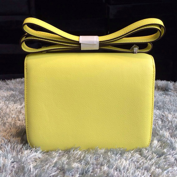 エルメスコンスタンス スーパーコピー ショルダーバッグ ミニ コンスタンス3 Yellow×シルバー金具 ヴォースイフト Q刻印 エルメス バッグ her-0356