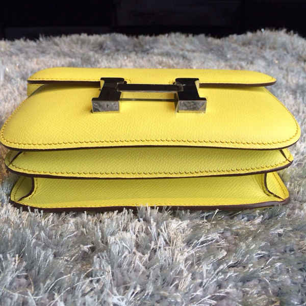 エルメスコンスタンス スーパーコピー ショルダーバッグ ミニ コンスタンス3 Yellow×シルバー金具 ヴォースイフト Q刻印 エルメス バッグ her-0356