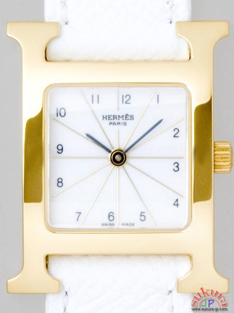 エルメス 時計 コピーHウォッチ　レディース HH1.201.130/UBC GP/ホワイト革 ホワイト