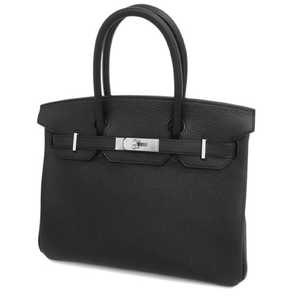 エルメス バーキン 30 cm ハンドバッグ ブラック&times;シルバー金具 トリヨンクレマンス Q刻印 エルメス Birkin バッグ RA10-A