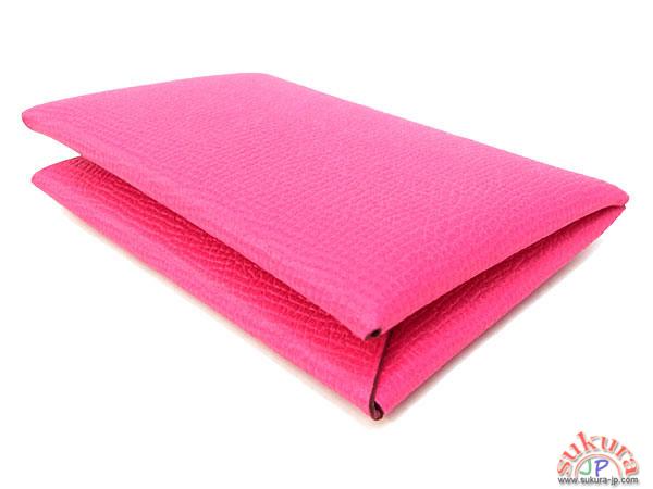 エルメス カードケース カルヴィ ローズティリアン×シルバー金具 Q刻印 QI19-S