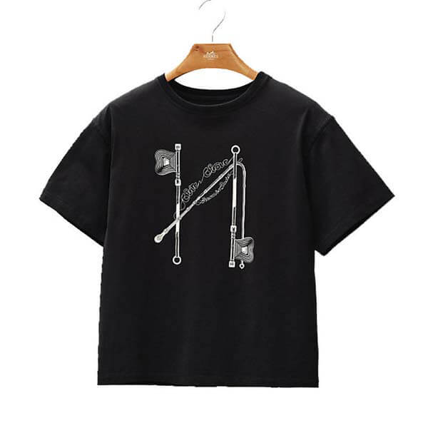 エルメス Tシャツ 偽物 2021秋冬プレ Clic Clac プリント マキシTシャツ H1H4611DO02