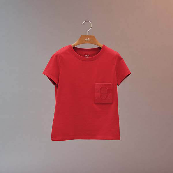 21AW新作 エルメス Tシャツ 偽物 エンブロイダリー ポケット Tシャツ H1H4600D20236