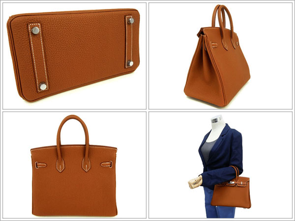 エルメス バーキン 25 cm ハンドバッグ ゴールド×シルバー金具 トゴ Q刻印 エルメス Birkin バッグ