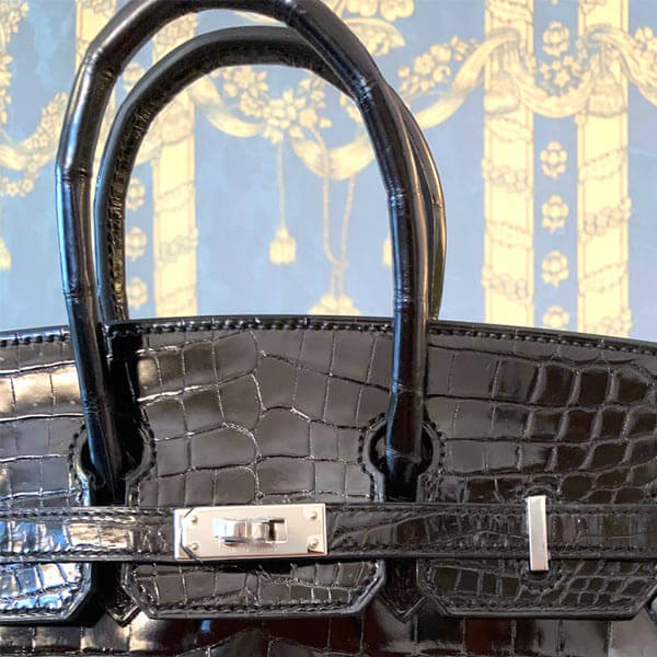 エルメス バーキン25 コピークロコダイルニロティカス 黒 x シルバー金具 注目度抜群！