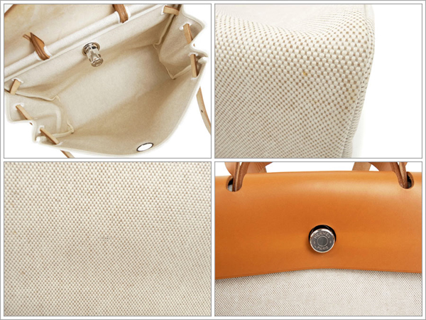 エルメス ショルダーバッグ エールバッグMM ナチュラル×シルバー金具 トワルアッシュ×カーフ D刻印 エルメス バッグ QK02-TR