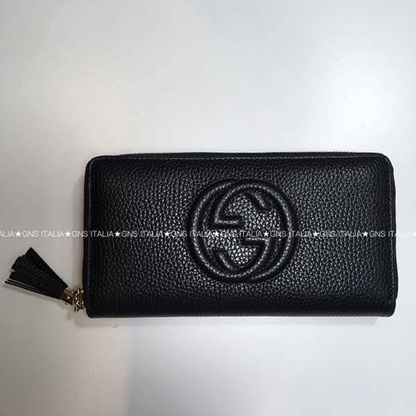 グッチ 偽物 財布 グッチ☆SOHOフリンジタッセル付♪レザーラウンドジップ長財布