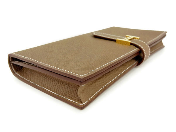 エルメス 長財布 ベアンスフレ エトゥープ×ゴールド金具 Q刻印 エルメス 財布 RB12