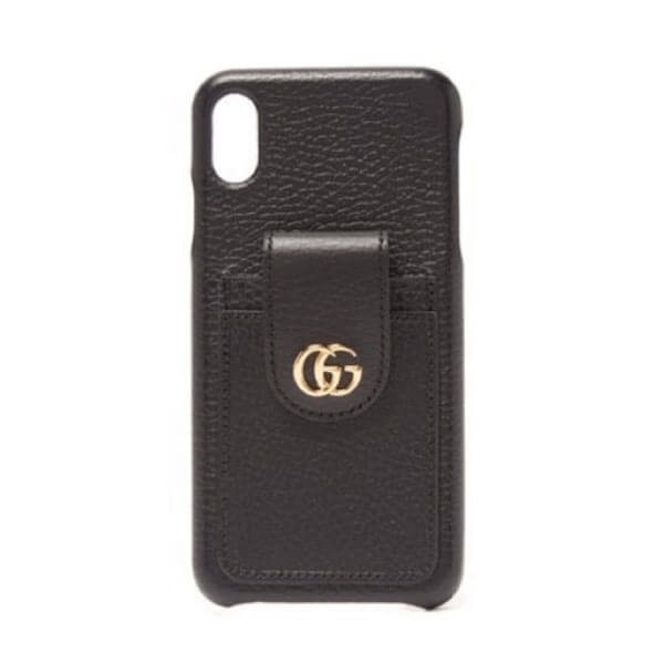 グッチ ケース コピー GG MarmontグレインレザーiPhoneXS MAXケース/黒赤