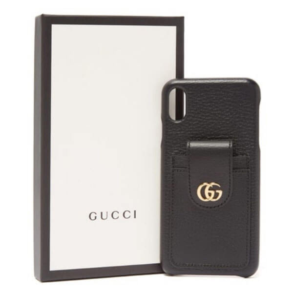グッチ ケース コピー GG MarmontグレインレザーiPhoneXS MAXケース/黒赤
