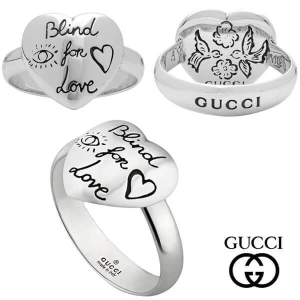 gucci リング 偽物 シルバー“Blind For Love”ハートリング