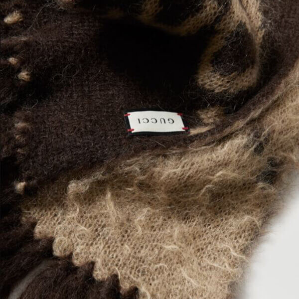 ★グッチ マフラー コピー★Fringed brushed mohair-blend jacquard-knit scarf