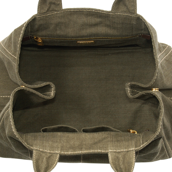 プラダ DENIMロゴプリントナイロントートバッグ B1872B DENIM MILITARE