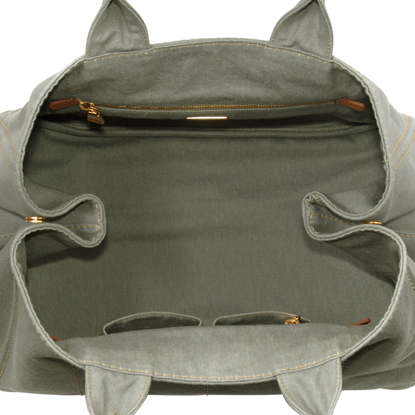 プラダ DENIMロゴプリントナイロントートバッグ B1872B DENIM NUBE