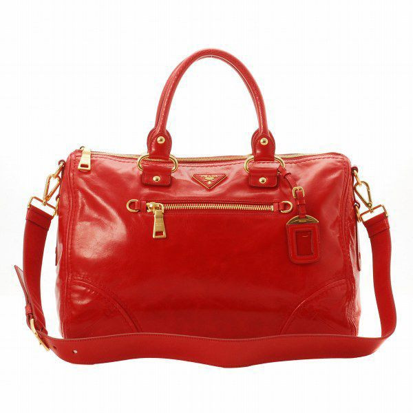プラダ VITELLO SHINEストラップ付きレザートートバッグ BL0678 VIT.SHINE LACCA