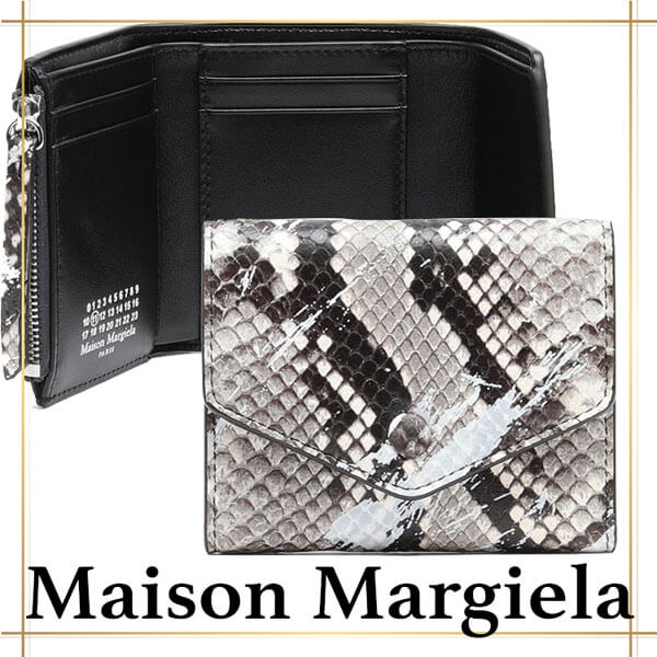 マルジェラ 財布 コピー『Maison Margiela メゾンマルジェラ』４ステッチ三つ折り財布パイソン S56UI0136P3610H7168