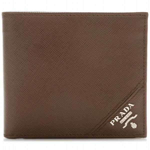 プラダ MEN'S SAFFIANO METALメタルロゴ付きコンパクト2つ折り財布 2M0738 QME 324