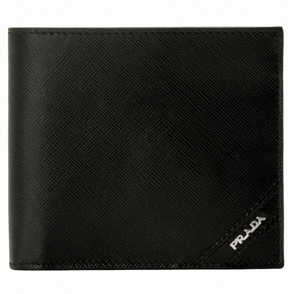 プラダ SAFFIANO STRIPE BICOLOREメタルロゴ2つ折り財布 2M0738 2ADE 002