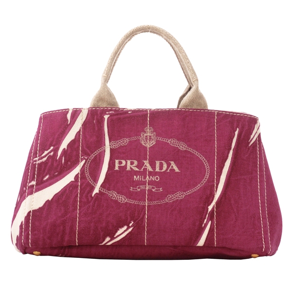プラダ LINO PAINTEDロゴプリントミディアムキャンバストートバッグ BN1872 LINO PAINTED FUXIA