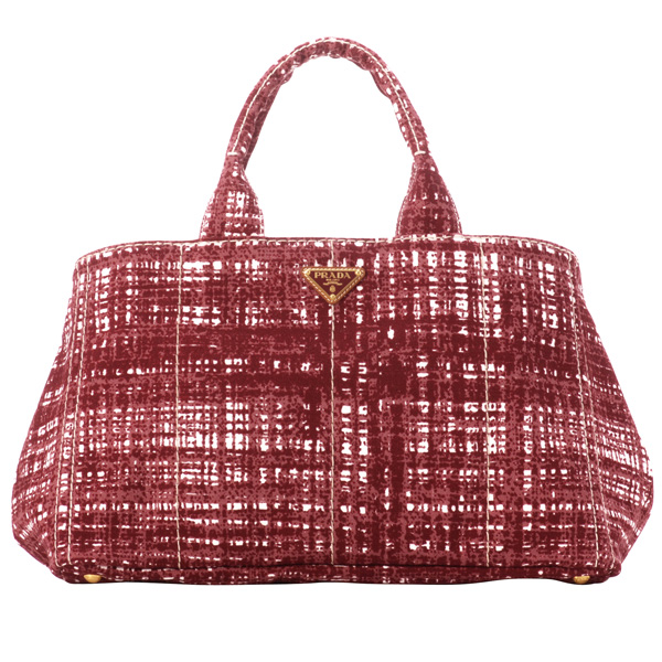 プラダ CANAPA STAMPATAロゴプレート付きキャンバストートバッグ B1872B CANAPA STAMPATA BORDEAUX TWEED