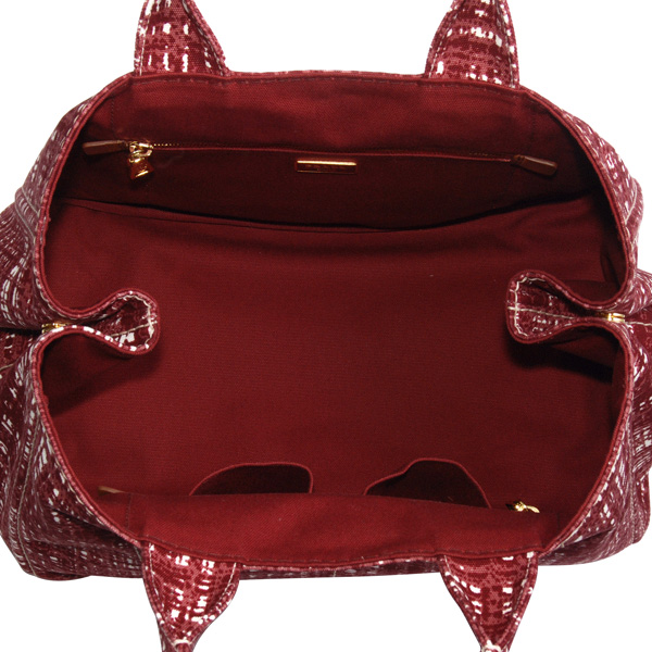 プラダ CANAPA STAMPATAロゴプレート付きキャンバストートバッグ B1872B CANAPA STAMPATA BORDEAUX TWEED