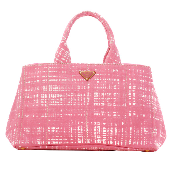 プラダ CANAPA STAMPATAロゴプレート付きキャンバストートバッグ B1872B CANAPA STAMPATA ROSA DIS.TWEED