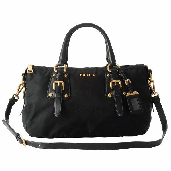 プラダ NYLON JACQUARD NAPPAストラップ付きロゴデザインハンドバッグ BN2002 NYLON JACQUARD+NAPPA NERO 05P02Mar14