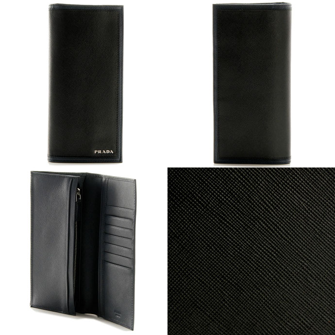 プラダ カーフ メンズ 二つ折り長財布 2M0836 QIK G52