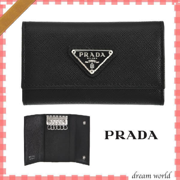 16春夏最新作★人気★PRADA プラダキーケーススーパーコピー★６連キーケース ブラック