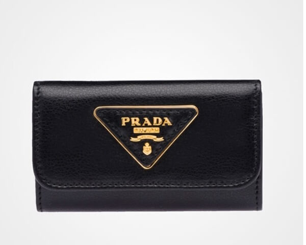 PRADA プラダキーケーススーパーコピーメタル文字ロゴ黒 ピンク 1PG222_3B1V_F0002