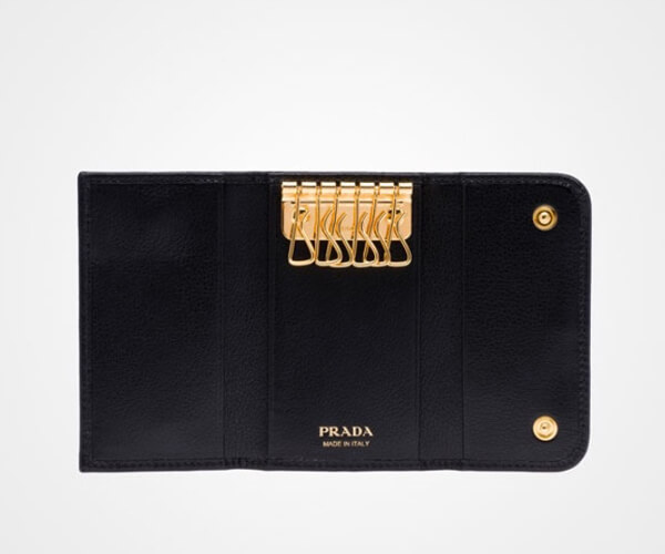 PRADA プラダキーケーススーパーコピーメタル文字ロゴ黒 ピンク 1PG222_3B1V_F0002
