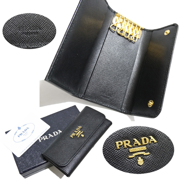 PRADA プラダキーケーススーパーコピー サフィアーノレザー6連キーケース ロング1M0223黒
