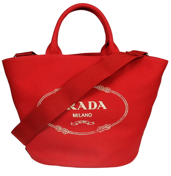2018新作☆PRADA プラダコピー カナパ CANAPAバケツ型トート2way ポーチ付き レッド 1BG163_ZKI