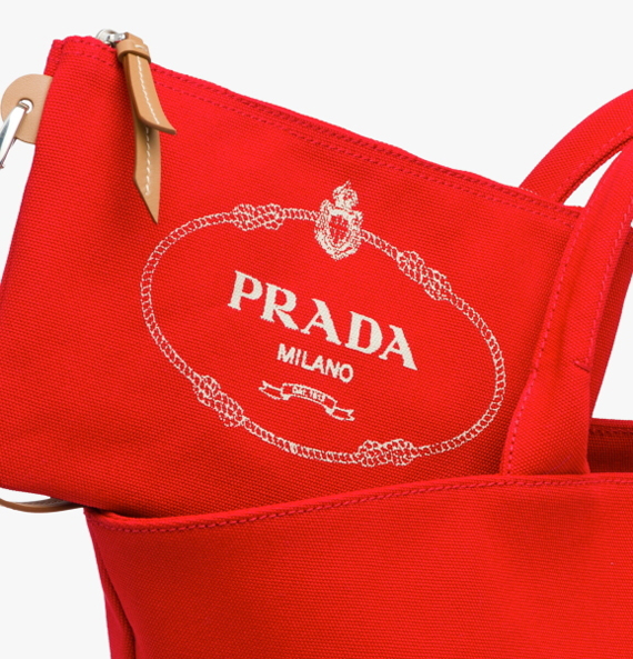 2018新作☆PRADA プラダコピー カナパ CANAPAバケツ型トート2way ポーチ付き レッド 1BG163_ZKI