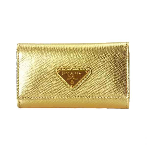 プラダ 型押しレザーキーケース 1M0222 SAF.ORO PLATINO