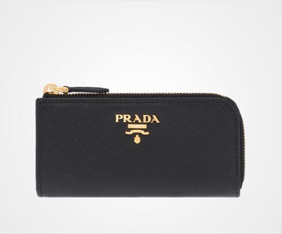 PRADA プラダキーケーススーパーコピー新作SAFFIANOL字ファスナーキーリング付ケースNERO/1PP026_QWA_F0002