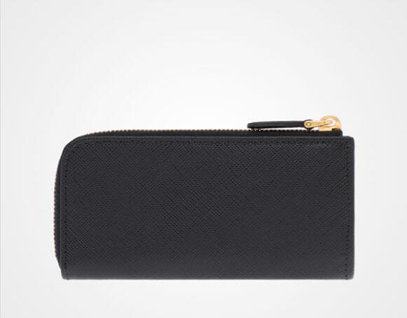 PRADA プラダキーケーススーパーコピー新作SAFFIANOL字ファスナーキーリング付ケースNERO/1PP026_QWA_F0002