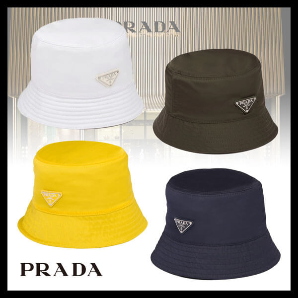 ◆PRADA プラダ キャップ コピー◆ロゴ ナイロンバケットハット◆1HC1372B15