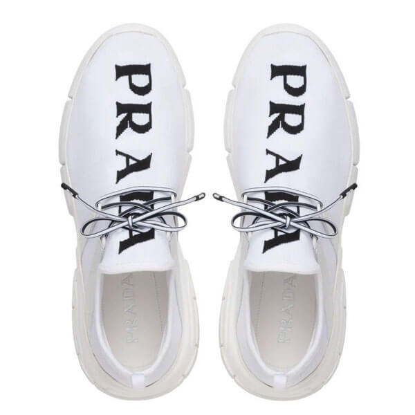 プラダ スニーカー 偽物 PRADA◎ロゴニットファブリック スニーカー 4E34923V98F0964